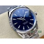 Anti-reflective sapphire laid over the sunburst teak dial of the replica Aqua Terra