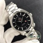 Domed sapphire with anti-reflective treatment over the super clone Omega Aqua Terra GMT