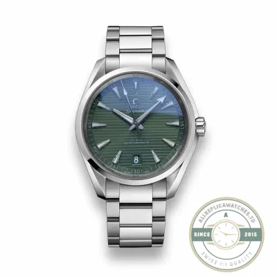 Olive green dial on the Omega Aqua Terra 220.10.41.21.10.001 superclone, 41mm steel case