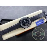 Superclone Omega Speedmaster Dark Side of the Moon Pitch Black, black fabric or leather with ceramic clasp strap