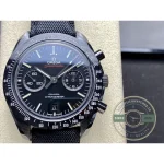 Superclone Omega Speedmaster Dark Side of the Moon, black leather with ceramic deployment clasp strap