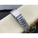 Integrated bracelet lugs set into the 41mm steel case of this Omega Aqua Terra clone