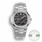 Patek Philippe Nautilus 5712/1A-001 super clone, 40 mm steel, charcoal-black dial, moon phase, steel bracelet