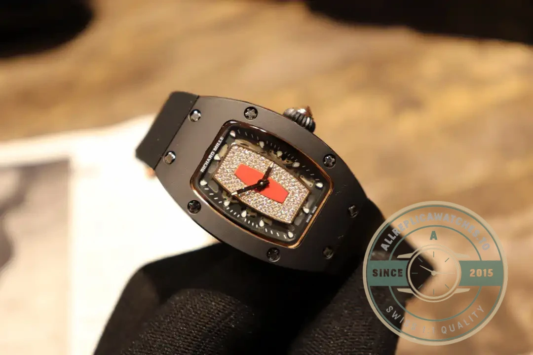 Replica Richard Mille 007-1 Black Ceramic Red Lips - High-Grade Replica Watch