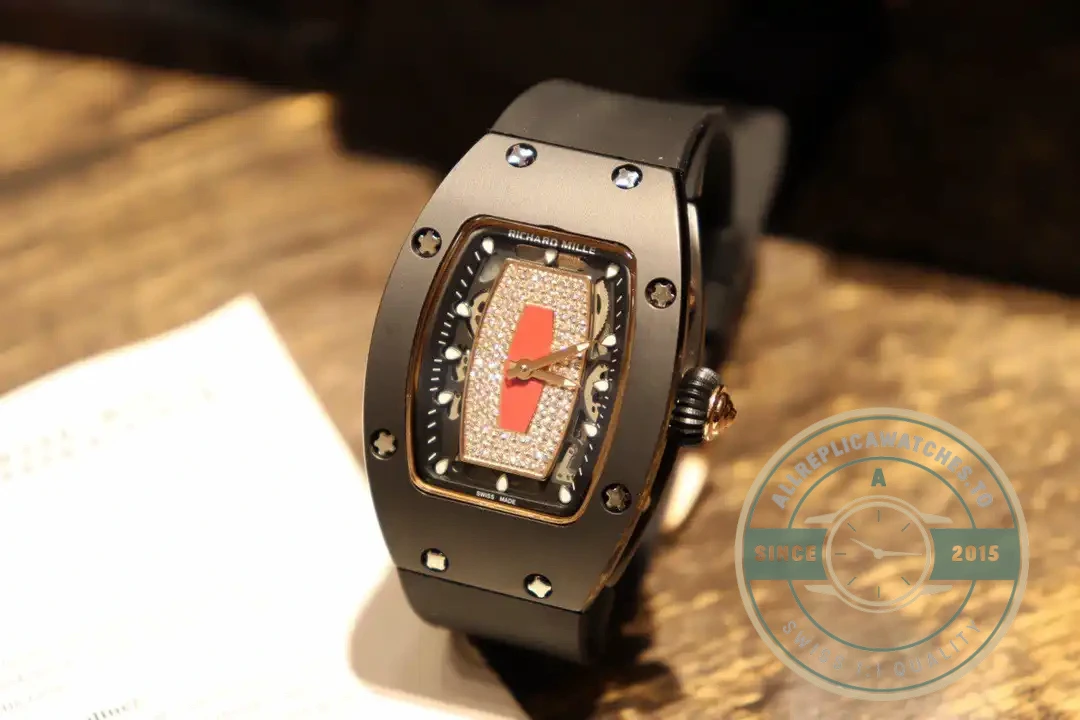 Replica Richard Mille 007-1 Black Ceramic Red Lips - Luxury Replica Watch