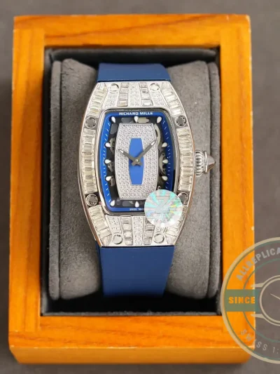Replica Richard Mille 007-1 Diamond Crown Blue Strap - Affordable Luxury Replica Timepiece