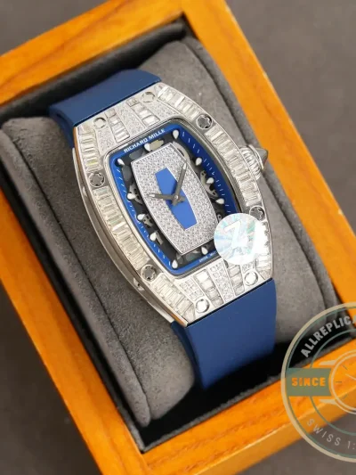 Replica Richard Mille 007-1 Diamond Crown Blue Strap - Affordable Luxury Replica Timepiece
