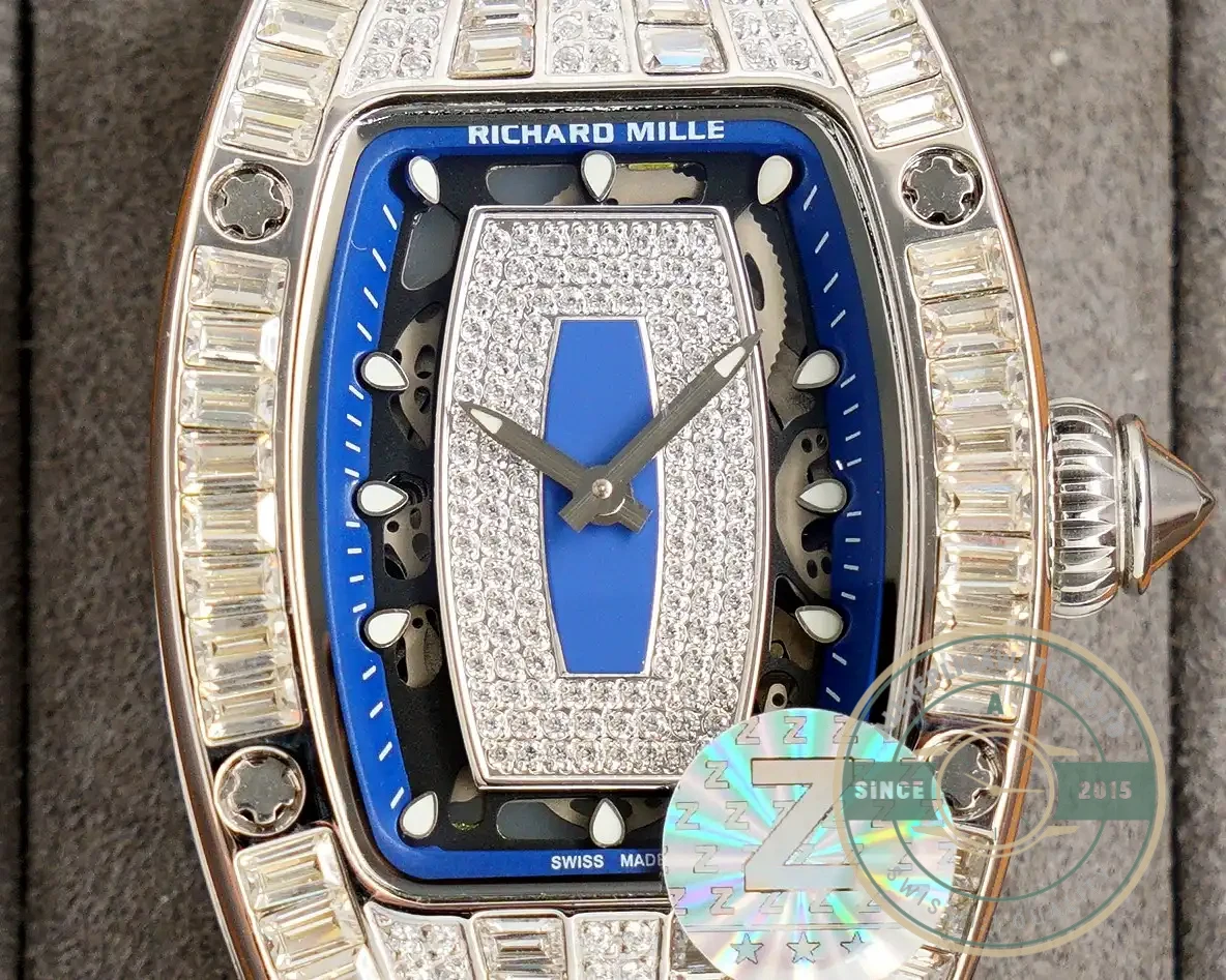 Replica Richard Mille 007-1 Diamond Crown Blue Strap - Swiss-Made Clone Watch