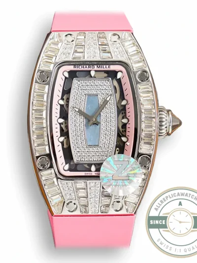 Replica Richard Mille 007-1 Diamond Crown Pink Strap - Affordable Luxury Replica Timepiece