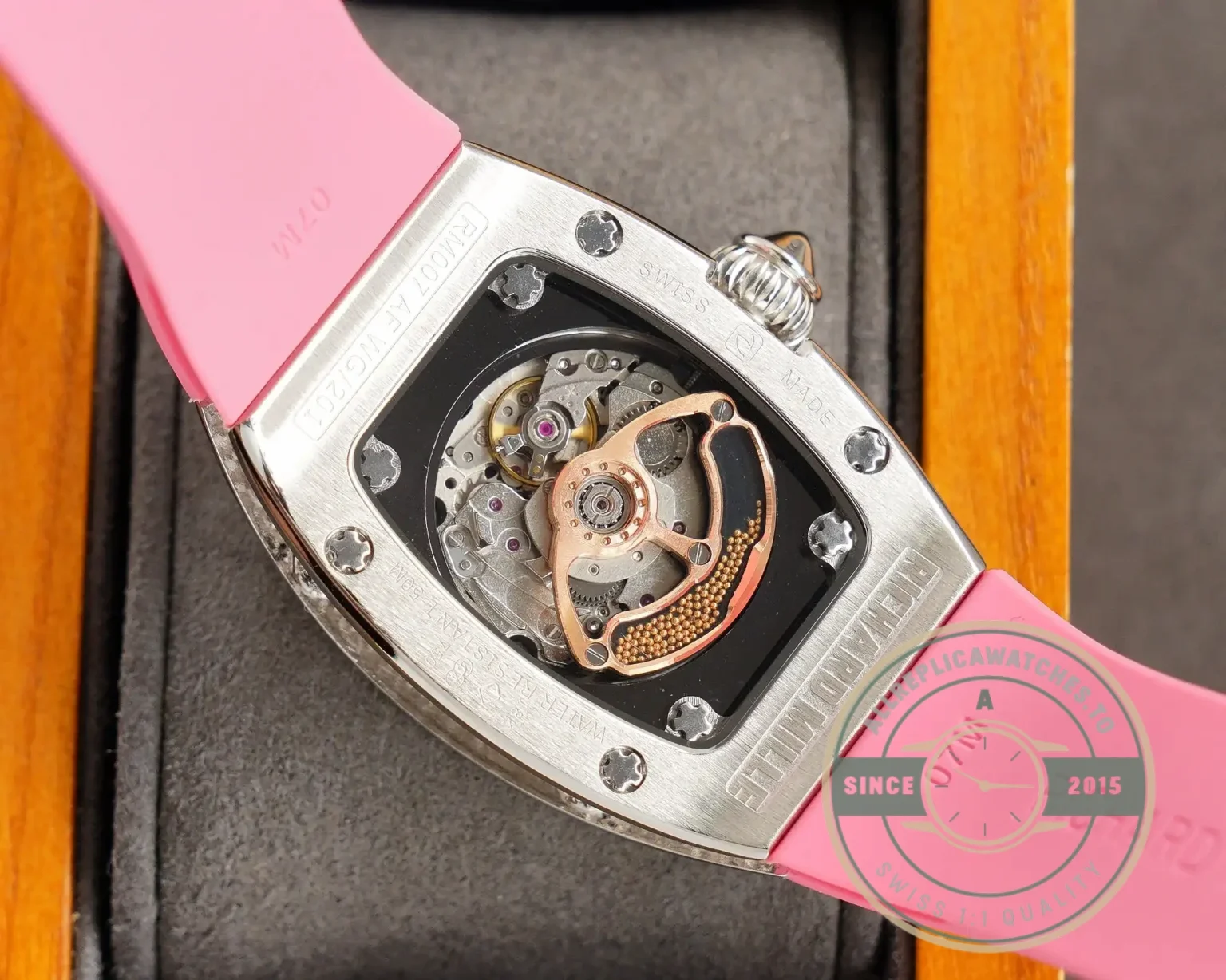 Replica Richard Mille 007-1 Diamond Crown Pink Strap - Luxury Replica Watch