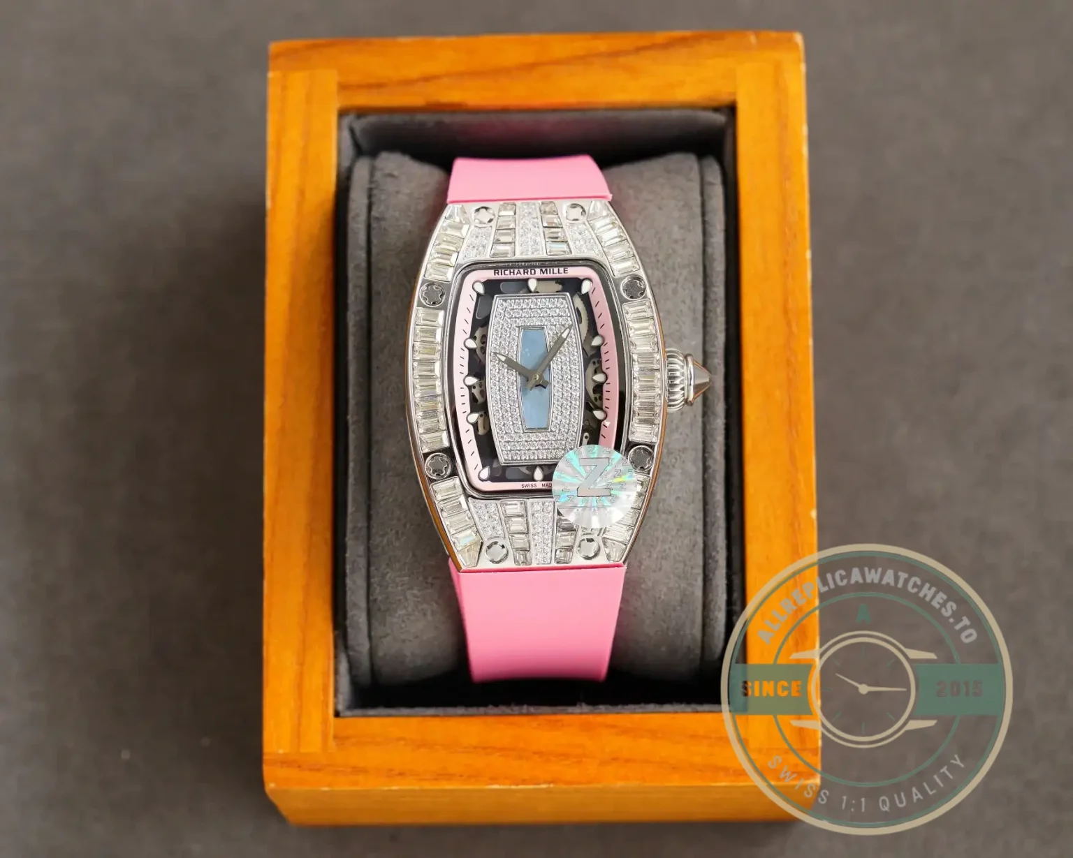 Replica Richard Mille 007-1 Diamond Crown Pink Strap - High-Grade Replica Watch
