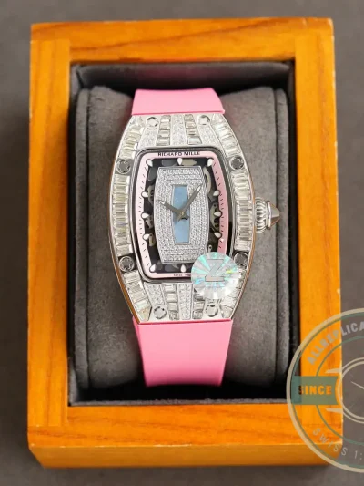 Replica Richard Mille 007-1 Diamond Crown Pink Strap - High-Grade Replica Watch
