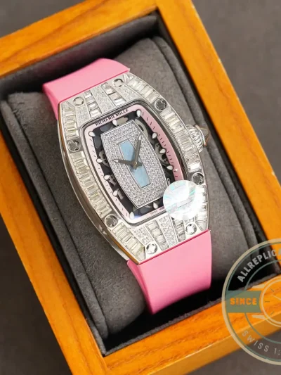 Replica Richard Mille 007-1 Diamond Crown Pink Strap - Budget Luxury Replica Watch