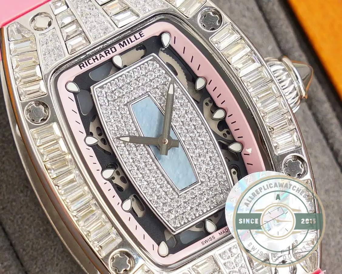 Replica Richard Mille 007-1 Diamond Crown Pink Strap - Luxury Replica Watch