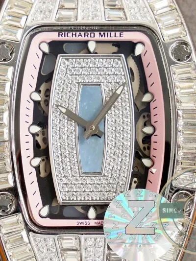Replica Richard Mille 007-1 Diamond Crown Pink Strap - Factory Super Clone Watch