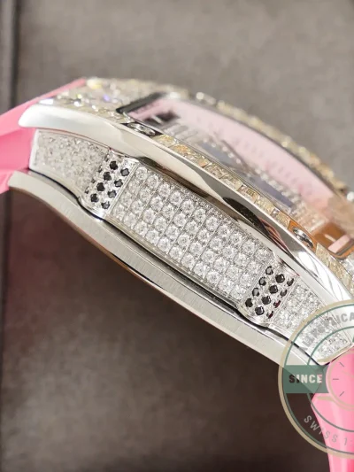 Replica Richard Mille 007-1 Diamond Crown Pink Strap - Premium Super Clone Watch