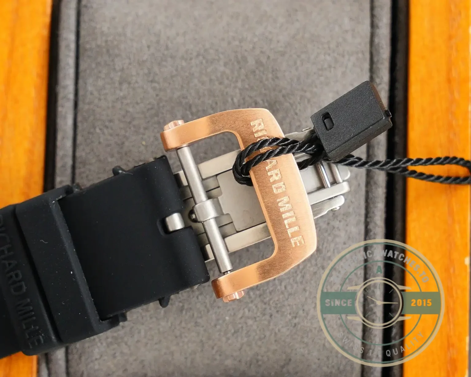 Replica Richard Mille 007-1 Diamond Crown Rose Gold Black Strap - Premium Super Clone Watch