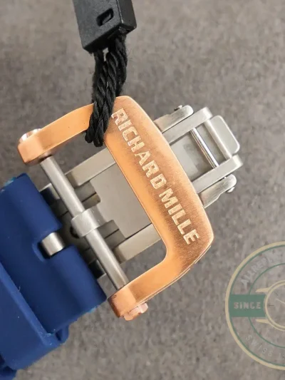 Replica Richard Mille 007-1 Diamond Crown Rose Gold Blue Strap - Best Quality Replica Watch