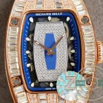 Replica Richard Mille 007-1 Diamond Crown Rose Gold Blue Strap - Affordable Luxury Replica Timepiece
