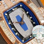 Replica Richard Mille 007-1 Diamond Crown Rose Gold Blue Strap - Budget Luxury Replica Watch