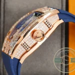 Replica Richard Mille 007-1 Diamond Crown Rose Gold Blue Strap - Affordable Luxury Replica Timepiece