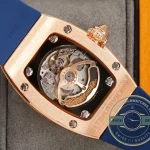 Replica Richard Mille 007-1 Diamond Crown Rose Gold Blue Strap - Budget Luxury Replica Watch