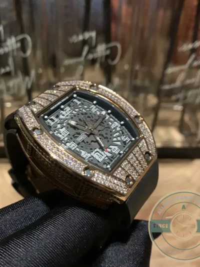 Replica Richard Mille 010 Rose Gold Diamonds Arabic Numerals - Affordable Luxury Replica Timepiece