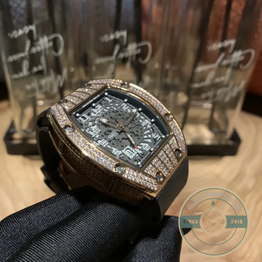 Replica Richard Mille 010 Rose Gold Diamonds Arabic Numerals - Affordable Luxury Replica Timepiece