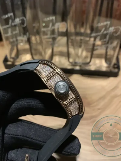 Replica Richard Mille 010 Rose Gold Diamonds Arabic Numerals - Luxury Replica Watch