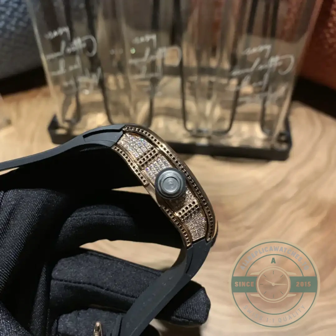 Replica Richard Mille 010 Rose Gold Diamonds Arabic Numerals - Luxury Replica Watch
