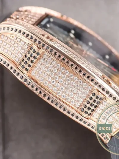 Replica Richard Mille 010 Rose Gold Diamonds Black Strap - Affordable Luxury Replica Timepiece