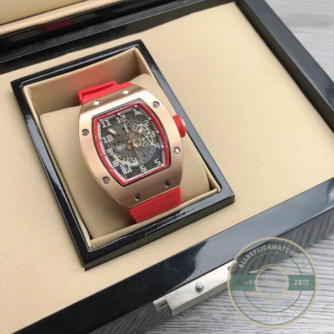 Replica Richard Mille 010 Rose Gold White Strap - Swiss Movement Replica Watch