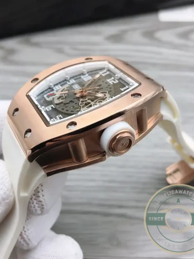 Replica Richard Mille 010 Rose Gold White Strap - Affordable Luxury Replica Timepiece