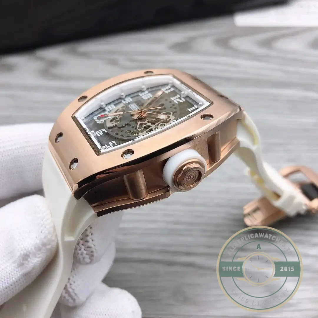 Replica Richard Mille 010 Rose Gold White Strap - Affordable Luxury Replica Timepiece