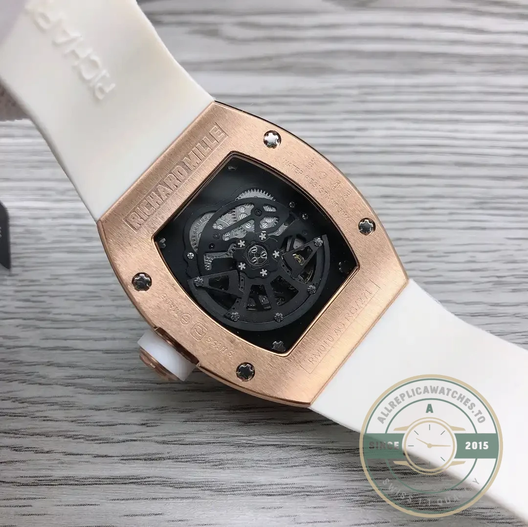 Replica Richard Mille 010 Rose Gold White Strap - Affordable Super Clone Watch