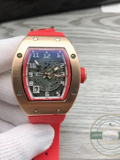 Replica Richard Mille 010 Rose Gold White Strap - Factory Super Clone Watch
