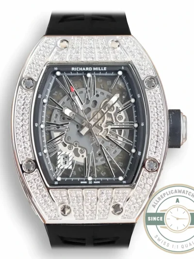 Replica Richard Mille 010 Titanium Diamonds Black Strap - Affordable Luxury Replica Timepiece