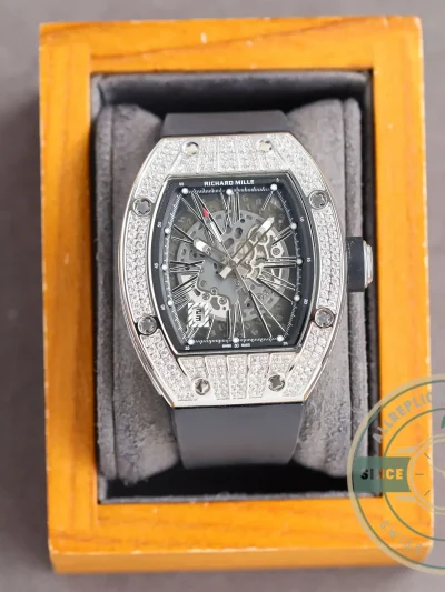 Replica Richard Mille 010 Titanium Diamonds Black Strap - Affordable Super Clone Watch