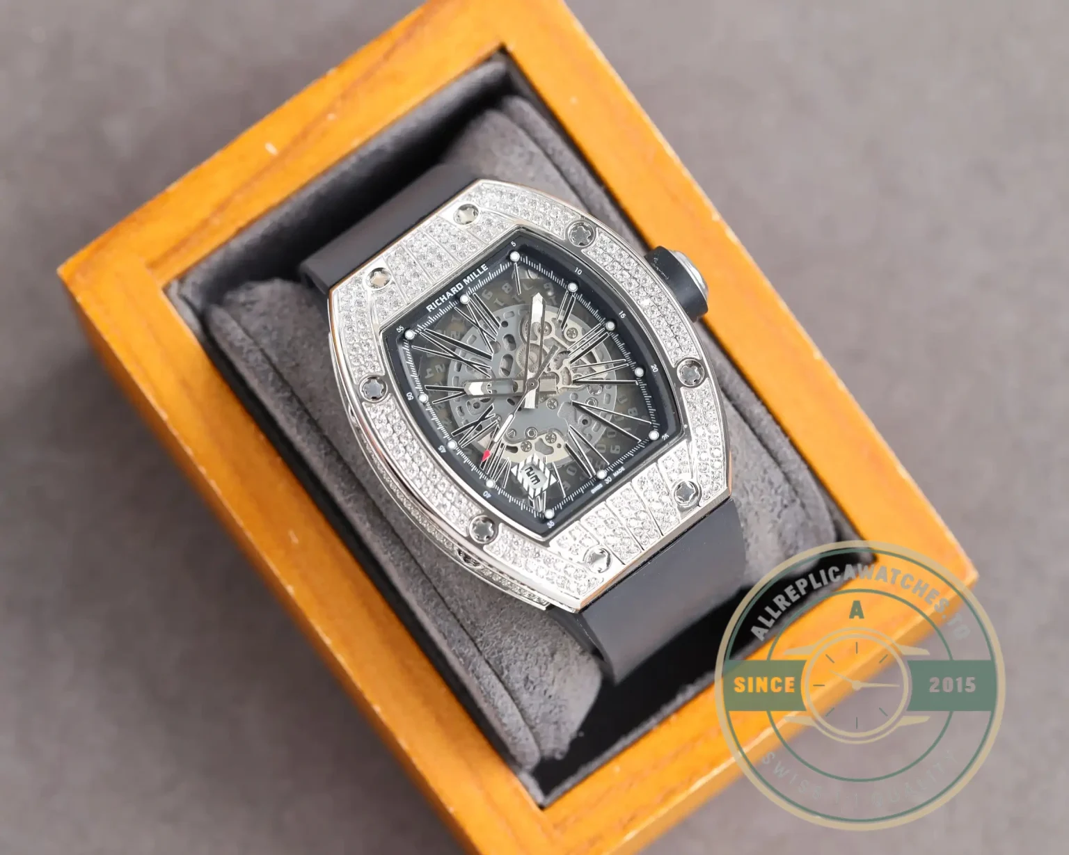 Replica Richard Mille 010 Titanium Diamonds Black Strap - Budget Luxury Replica Watch