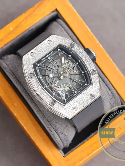 Replica Richard Mille 010 Titanium Diamonds Black Strap - Budget Luxury Replica Watch