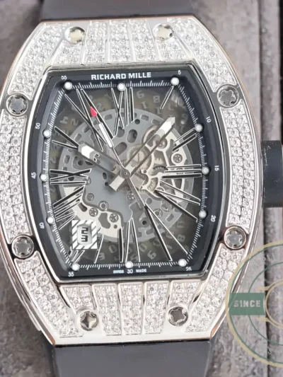 Replica Richard Mille 010 Titanium Diamonds Black Strap - Top-Tier Swiss Replica Watch