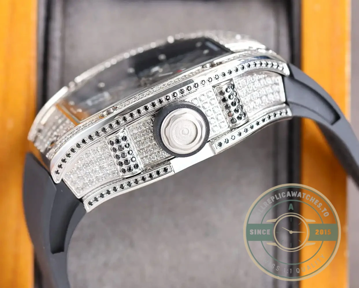 Replica Richard Mille 010 Titanium Diamonds Black Strap - Budget Luxury Replica Watch