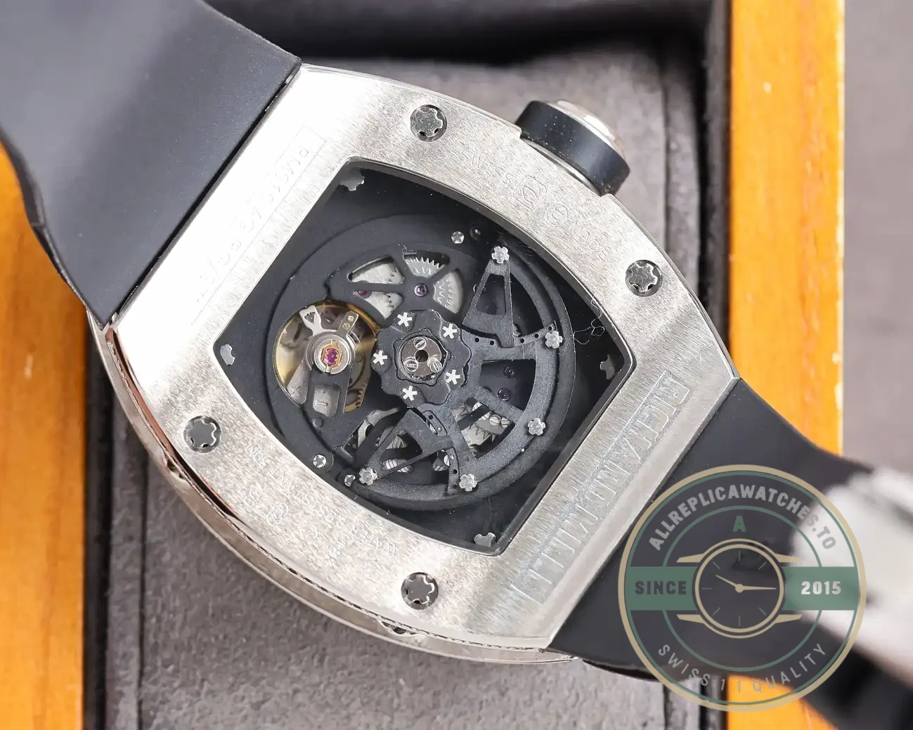 Replica Richard Mille 010 Titanium Diamonds Black Strap - Premium Super Clone Watch