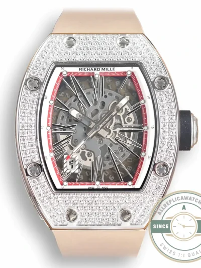 Replica Richard Mille 010 Titanium Diamonds White Strap - High-Grade Replica Watch