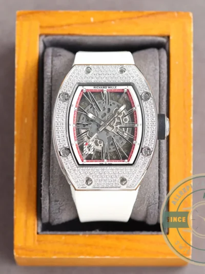 Replica Richard Mille 010 Titanium Diamonds White Strap - Affordable Luxury Replica Timepiece