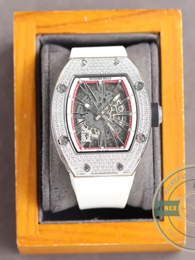 Replica Richard Mille 010 Titanium Diamonds White Strap - Best Quality Replica Watch