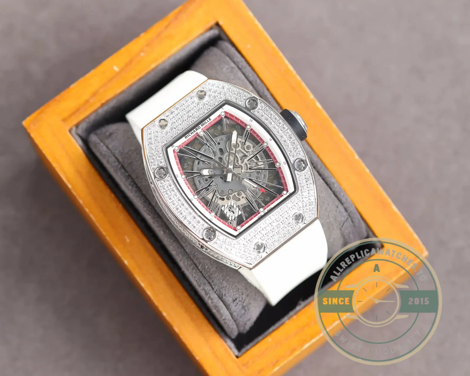 Replica Richard Mille 010 Titanium Diamonds White Strap - Budget Luxury Replica Watch