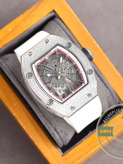 Replica Richard Mille 010 Titanium Diamonds White Strap - Budget Luxury Replica Watch