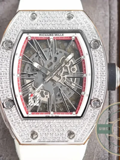 Replica Richard Mille 010 Titanium Diamonds White Strap - Best Quality Replica Watch