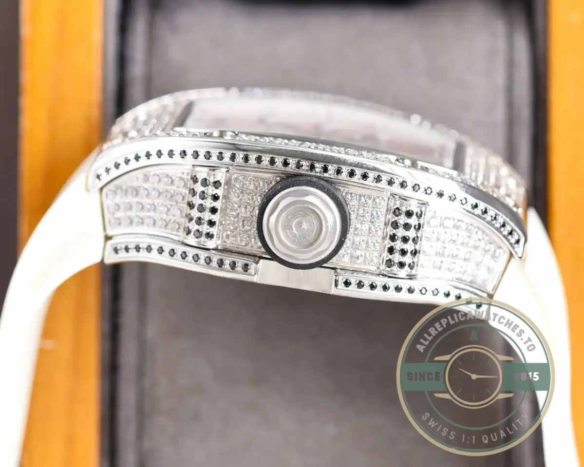 Replica Richard Mille 010 Titanium Diamonds White Strap - Luxury Replica Watch